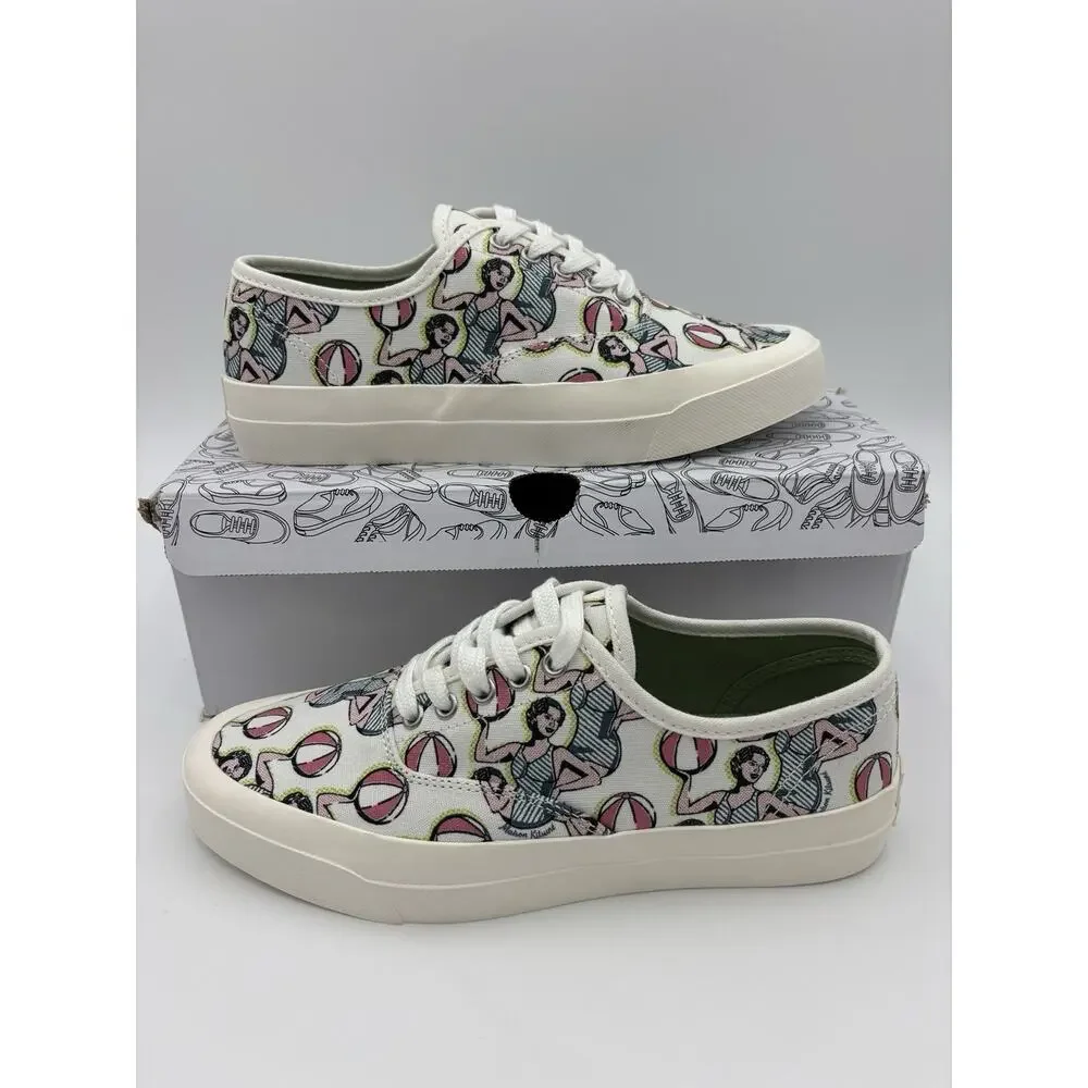 Maison Kitsune Hotel Olympia Canvas Sneakers White Dancing Girls Print Size 8